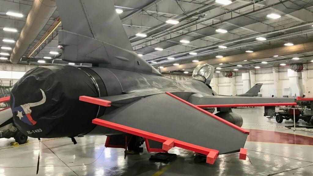 Lockheed F-16 with Trisoft Covers protection kit installed
